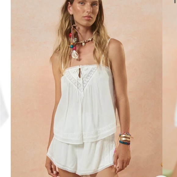 Spell Hera Lace Crop Top in White